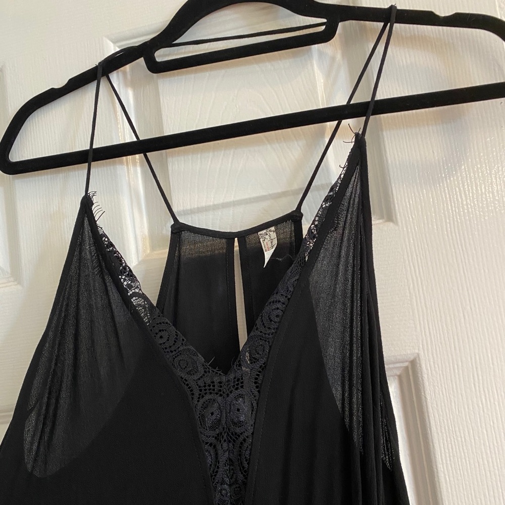 Free People Black Sheer Dress with Lace